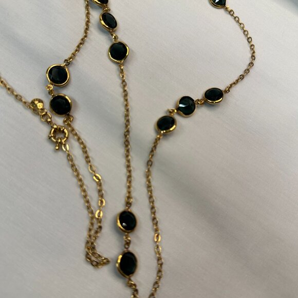 J. Crew Long Gold-Tone Necklace w/ Bezel-Set Blue/Green Crystals - Picture 11 of 14
